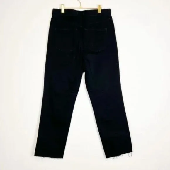 Express Straight Ankle Front High Waisted Ripped Jeans - Picture 9 of 13